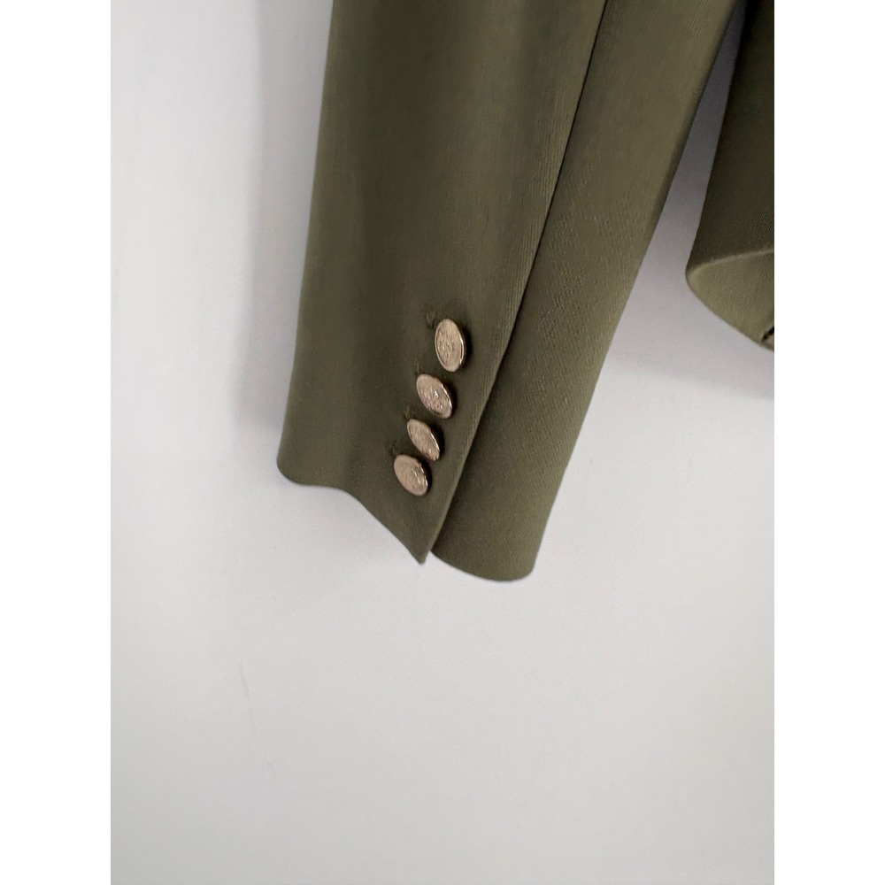 White House Black Market Blazer Womens 4 Green Double Breasted Gold Crest Button - Picture 7 of 10